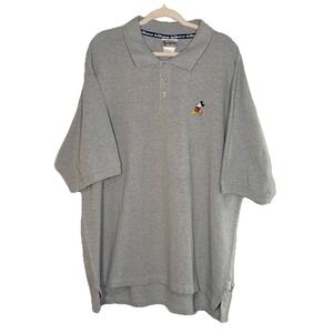 Vintage Walt Disney World Polo Shirt Mens XL Embroidered Mickey Mouse Logo Gray